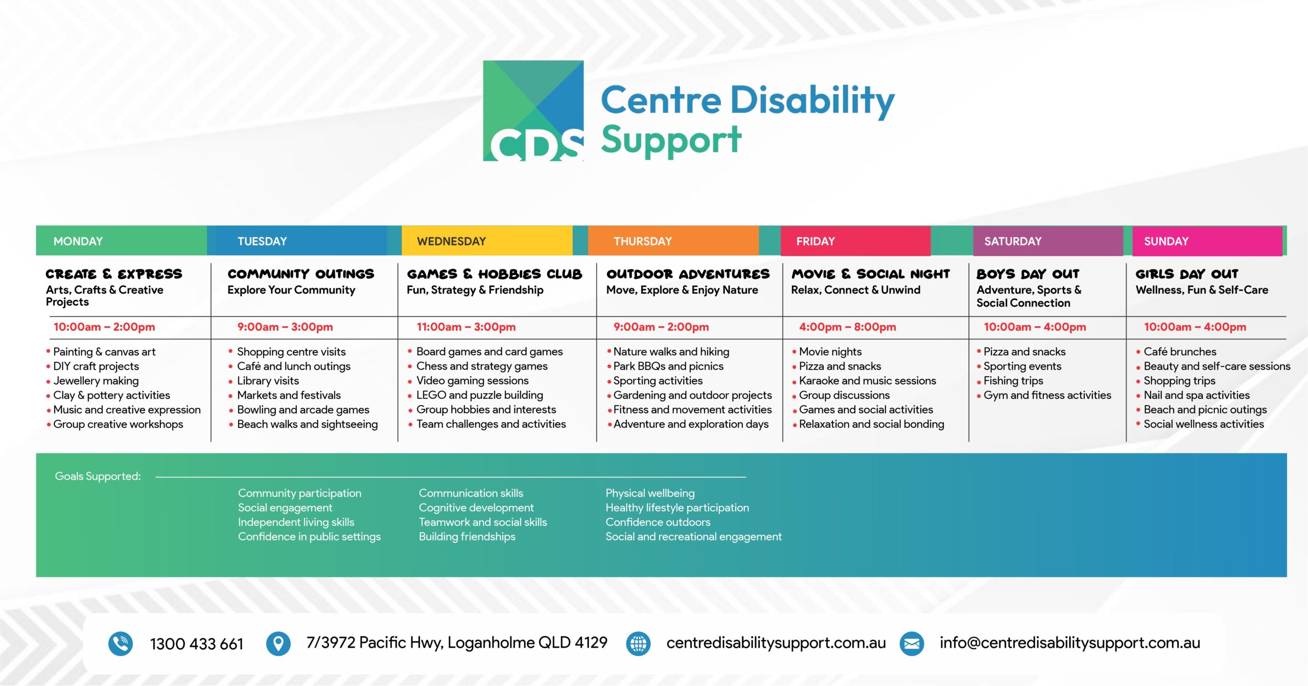 CDS Activity schedule