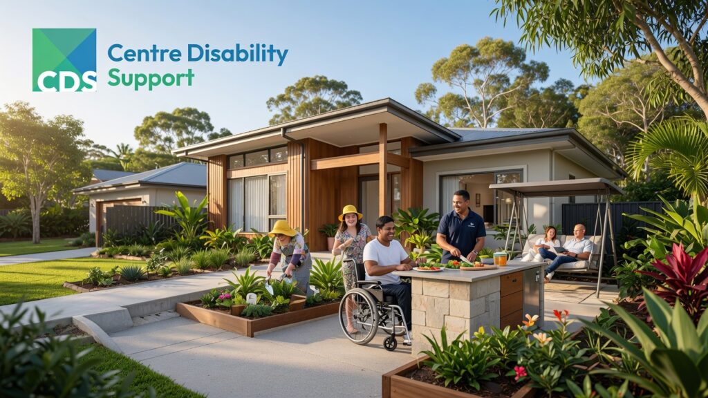 A modern Supported Independent Living (SIL) home in Logan, Queensland, Australia, surrounded by lush greenery and a welcoming suburban neighborhood
